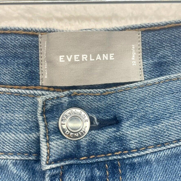 Everlane Jeans Womens 32 Blue Lightweight Relaxed Straight High Rise Organic - Picture 3 of 12